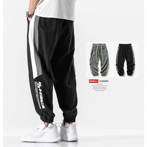 Striped Mens Joggers Casual Pants Men 2021 Spring Hip Hop High Street Mens Fitness Sweat Pants Trousers Straight Drawsting Pants