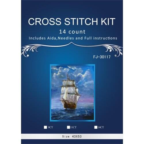 43*55CM Needlework DMC 14CT Cross stitch kits Embroidery sailboat Counted Cross-Stitching embroidered home decoration