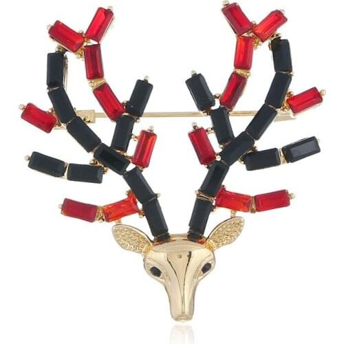 New fashion cartoon cute Christmas New Year crystal animal brooch wholesale