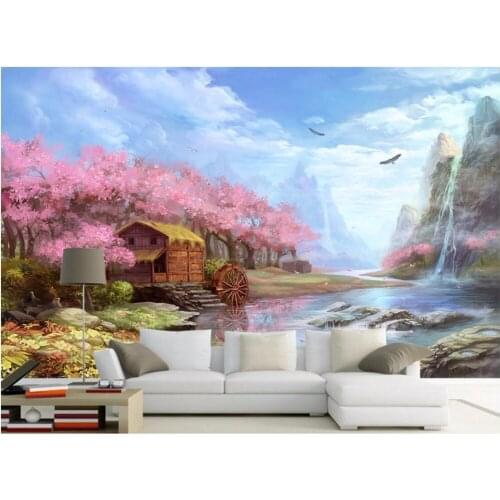 Custom photo 3d room wallpaper landscape valley cottage wall papers home decor painting 3d wall murals wallpaper for walls 3 d