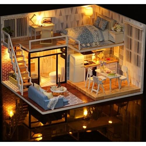 Assembled 3D Doll House Furniture Manual Assembling Toys Miniature Kit for Birthday Gifts Children Toy Supplies