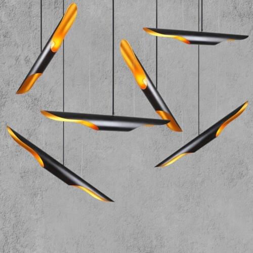 Nordic Simple Stylish Restaurant Bamboo Pedant Lamp Personality Creative Coffee Bar Aluminum Tube Aircraft Pendant Light E27