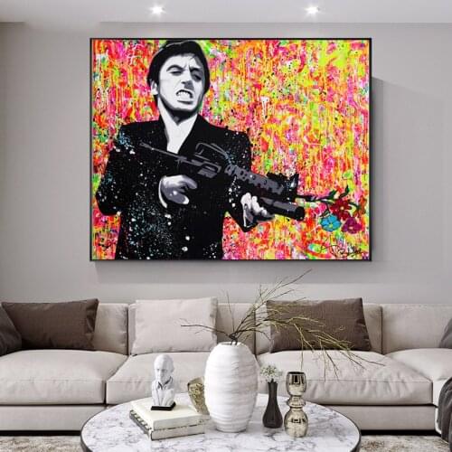 Modern Colorful Figure Tony Montana Canvas Painting Wall Art Nordic Posters and Prints Wall Pictures for Living Room Decoration