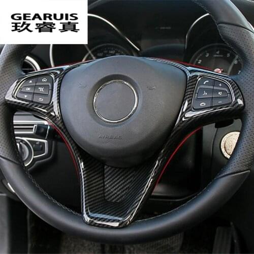 Car Styling Carbon Fiber Style for Mercedes Benz A GLA CLA Class W176 X156 C117 Steering Wheel Button Frame Covers Stickers Trim