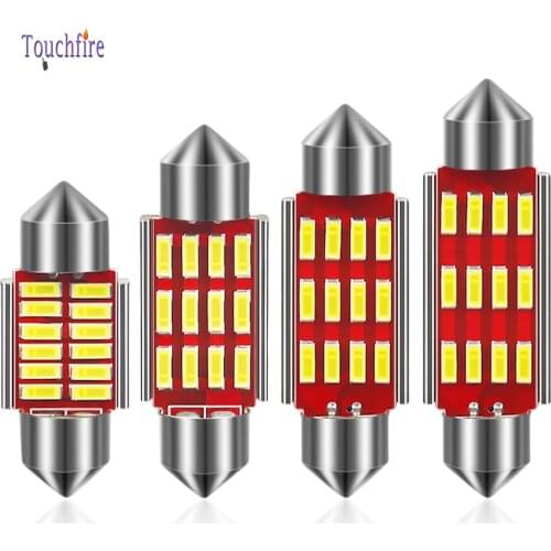 100PCS C5W C10W Festoon 4014 12SMD 31/36/39/41mm Auto Canbus LED Car Bulb Reading Dome Interior License Plate Parking Light 12V