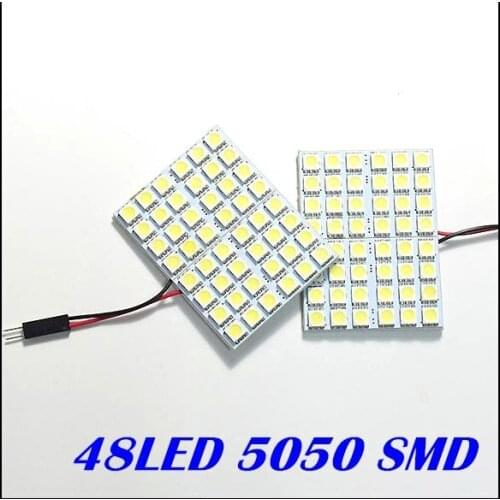 12v car led Panel light 48led 5050smd festoon led Interior Room led Dome light Door Car Light Bulb with 2 Defferent Adapter