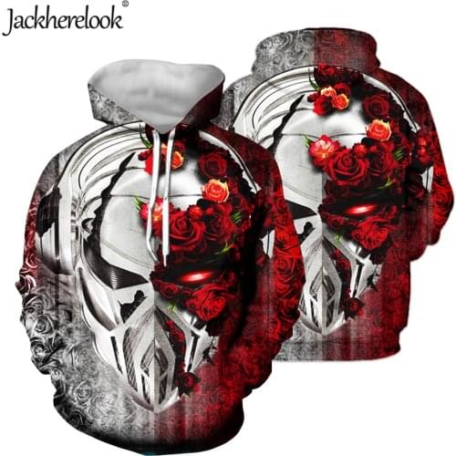 Jackherelook 2021 Autumn Winter Hoodies for Womens Mens Cool Rose Skull Design Goth Clothing Casual Long Sleeve Sweatshirts