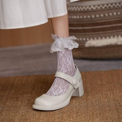 Shoes womens thick heel 2021 summer new French style thick-soled round toe retro Mary Jane high-heeled shoes