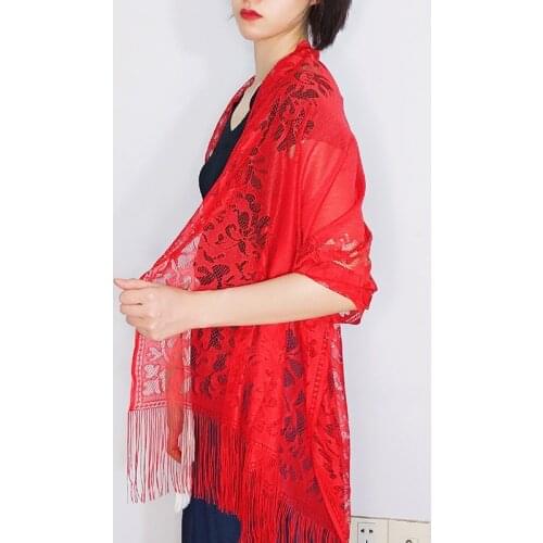 Long Lace Bolero Stole Shrug For Women Evening Dresses Cape Wedding Shawls Wraps With Tassel Bridal Capes Party Ladies Scarf
