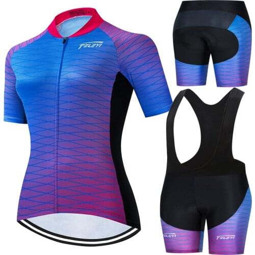 Women Cycling Clothing Bicycle Jersey Set Female MTB Ropa Ciclismo teleyi Girl Cycle Casual Wear Road Bike Bib Short Pant Pad