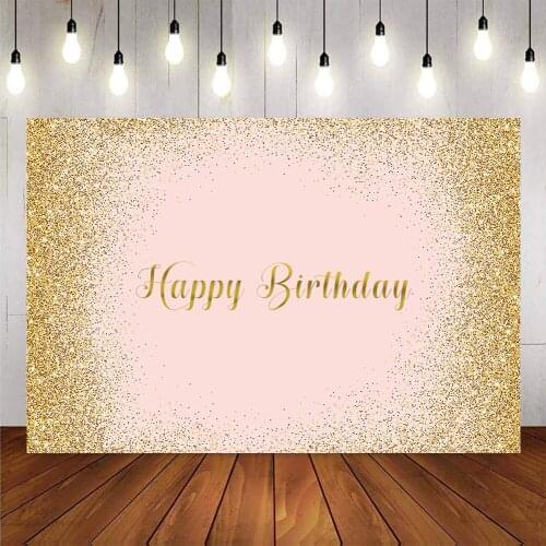 Gold glitter birthday backdrop for photography girls party decoration background for photo studio adult party customize design