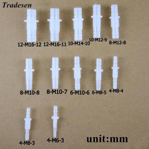 1pcs 3~12mm M6~M16 PP Thread Hex Nut PP Straight Connectors Aquarium Fish Tank Adapter Air Pump Hose Fittings Pagoda Joints