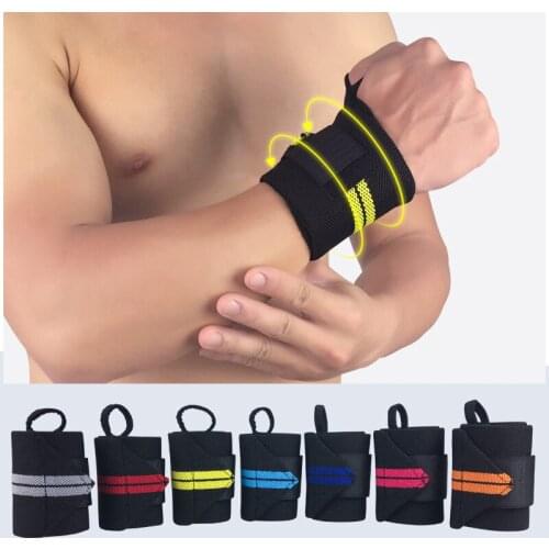 1PC Sports Men Women Fitness Weightlifting Wristband 45cm Wrist Bracer Belt Pressure Joint Bandage Thumb Protector Training Gym
