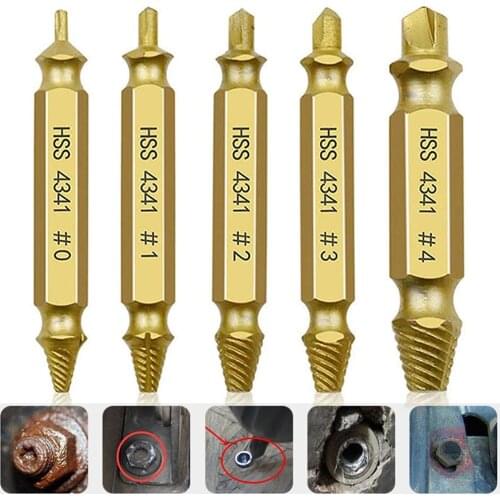 4/5pcs Damaged Screw Extractor Drill Bits Guide Set Tool Broken Screw Bolt Remover Extractor Easily Take Out Demolition Tools