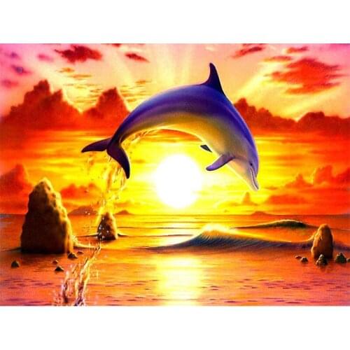 Diamond Painting Kits Adults Kids Dolphins 5D Diamond Art Dotz with Full Tools Accessories for Home Decoration Room Wall Deco