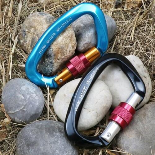 Mountaineering Caving Hook Rock Climbing Carabiner D Shaped Safety Master Screw Lock Buckle Equipement