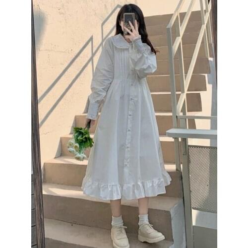 White dress mori girl summer dresses maxi dresses for women summer 2021 zomer jurk japanese style mori girl dresses