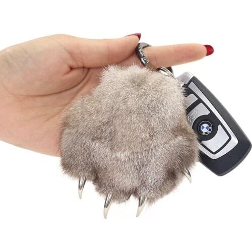 Keyring Women Backpack-Accessories Pendant Key-Chains Charms Fluffy Fashion Cute Fur Bear paw pendant