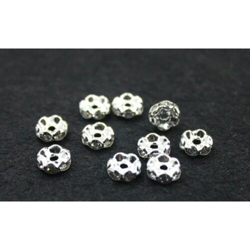 Beads Jewelry 100PCs Rhinestone Beads Rondelle Acrylic Beads Beads For DIY Bracelet Necklace JF1024
