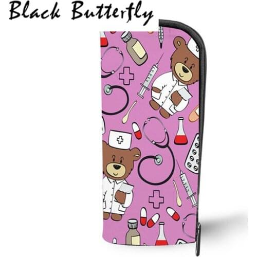 Black Butterfly Big Capacity Pencil Case Cartoon Bear Printing Pencilcase School Pencil Bag School Box Pencils Pouch Stationery