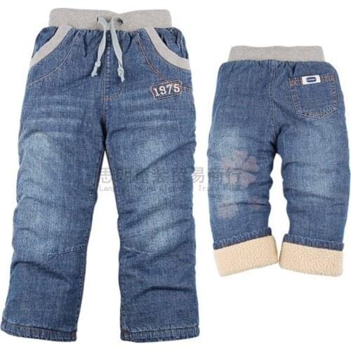 2020 Sale Top Fashion Straight Character Casual Jeans Kids Retail Winter Children And Plus Velvet Jeans Free Shipping In Stock