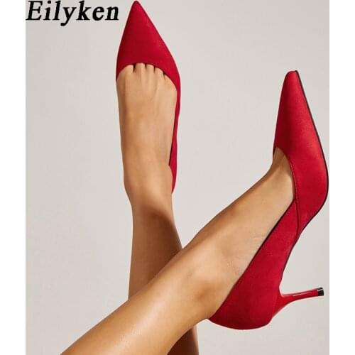 Eilyken Autumn Women Pumps High Heels Sexy Office Lady Stiletto Pointed Toe Fashion Dress Party Wedding Shoes For Woman Red