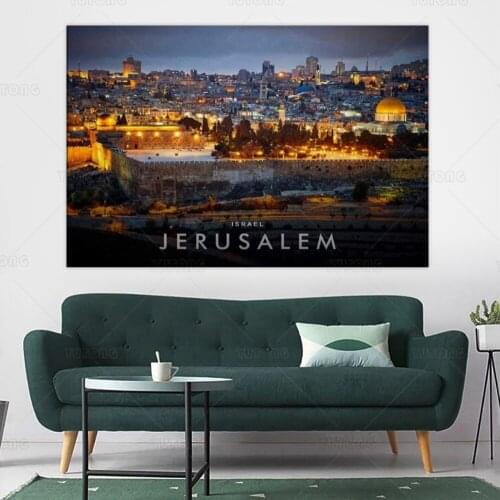 Urban Landscape Jerusalem City Night Canvas Art Poster and Wall Art Picture Print Modern Family Bedroom Decor Posters framed