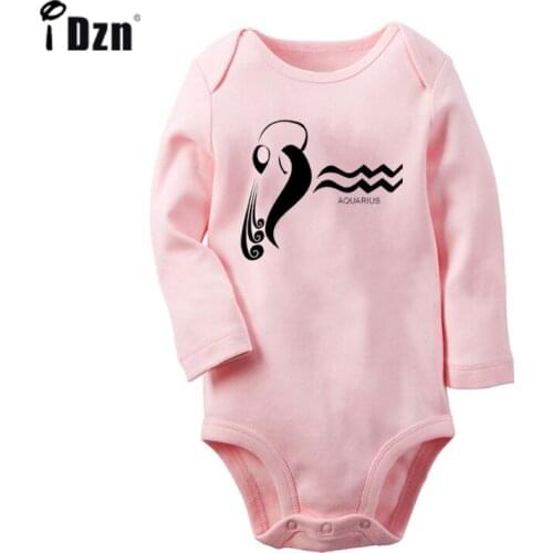 Constellation Leo Aquarius Virgo Pisces Symbol Design Newborn Baby Bodysuit Toddler Long Sleeve Onesies Jumpsuit Cotton Clothes