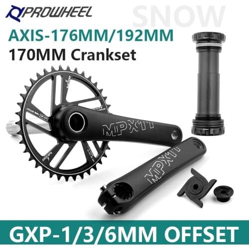 Prowheel Snow Bike Crankset 170mm 30/32/34/36/38/40/42T Chainring 1/3/6 Offset GXP Sprocket 100/120MM Bicycle Bottom Bracket