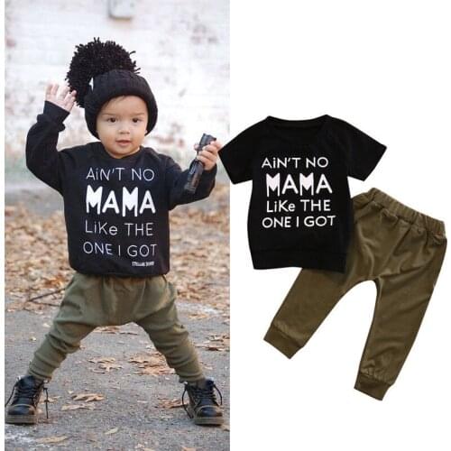Baby Boys Clothes Set Letter Printed T-Shirt Top + Pants Trousers 0-3T Newborn Infant Toddler Kids Summer Casual Cotton Outfit