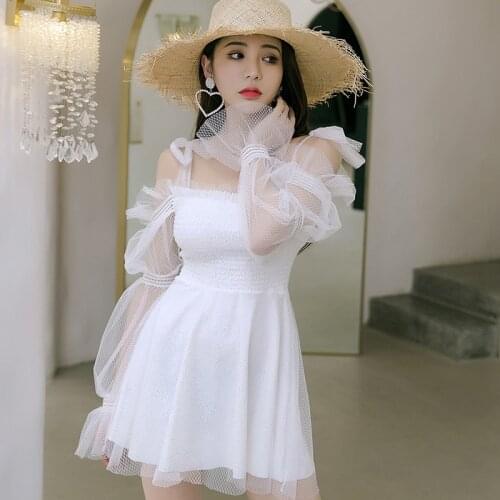 Swimming Suit For Women Swimsuit Girls One Piece Monokini Girl White Lace Skirt Fit Cover Solid Spandex Swimsuit Fused