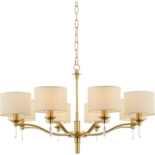 All copper post-modern minimalist crystal pendant chandelier model room living room bedroom creative warm chandelier