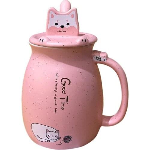 Cute Ceramic Mug Large Capacity Breakfast Milk With Spoon Cover Customized Cup For Home mugs coffee cups