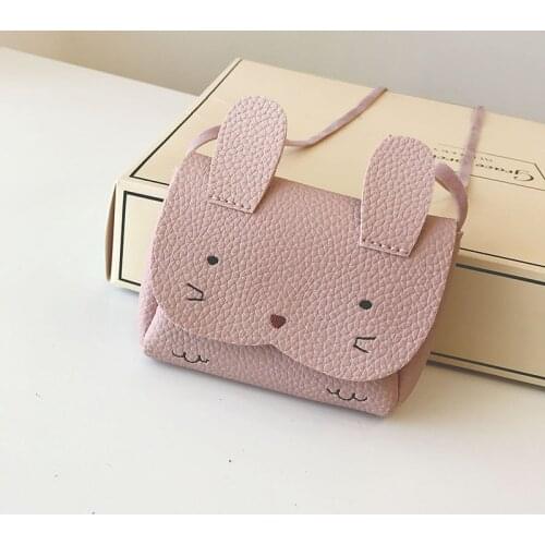Cute PU Leather Kids Coin Purse Rabbit Bowknot Mini Messenger Bag Handbag Children Crossbody Bag for Girl Shoulder Bags