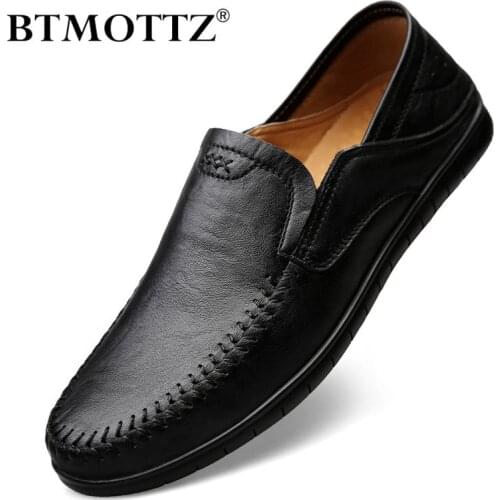 Italian Men Shoes Casual Luxury Brand Summer Mens Loafers Genuine Leather Moccasins Comfy Breathable Slip on Boat Shoes Black
