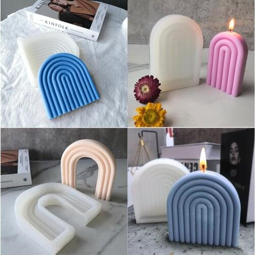 2021 New DIY Cute Fluted Swirl irregular shape Candle Mould Twist Ripple Fancy Boho Rainbow Arch Silicone Mold Home decoration