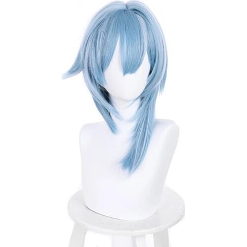 Anime Genshin Impact Eula cosplay wig Costume Women Heat Resistant Synthetic Hair Wigs Hallowee+Free Wig Cap