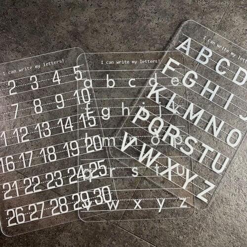 Plastic Transparent Number Alphabet Tracing Board Writing Practicing Pen Control Training Montessori Learning Educational Toys