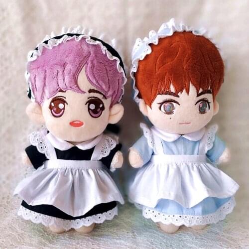 20cm Clothes Maid Dress Headband Apron Kpop EXO Plush Outfit Toys Baby Dolls Accessories Cos Suit