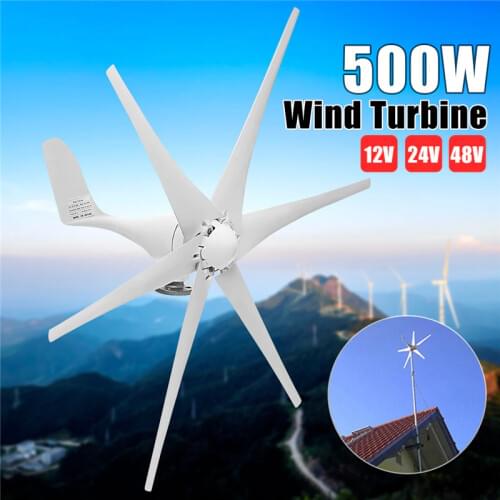 Real 500W 12V 24V 48 Volt 6 Nylon Fiber Blade Horizontal Home Wind Turbines Wind Generator Power Windmill Energy Turbines Charge