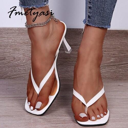 High-heeled Sandals Women Pumps New Fashion Rubber Slip-on Square Open Toe Roman Stiletto Sandals Big Size PU Shallow