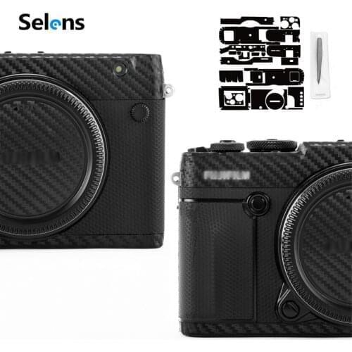 Selens Camera Body Shadow Black Carbon Fiber & Matrix Combo 3M Sticker Skin Film Kit For Fujifilm 50R Anti-Slide Grip Holder
