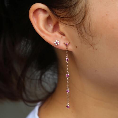 New Korean Micro Pave Zircon Love Heart Ear Line Earrings For Women Fashion Jewelry Long earring hot fashion Delicate Gift