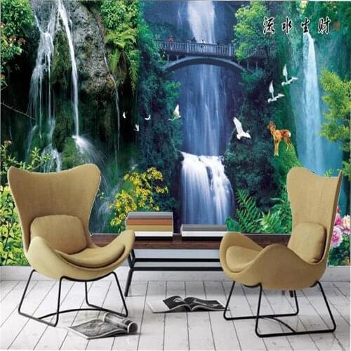 Modern Mural 3D Wallcovering Beautiful Waterfall Scenery Overpass Landscape Interior Home Decor Painting Mural 3d Wallpapers