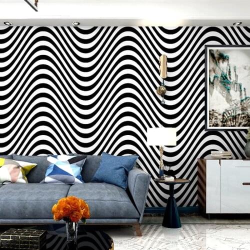 Modern Geometric Wavy Wallpaper Yellow Red Black White Wave Bar kitv Wallpapers Roll Decals Project Wall Papers Home Decor J168