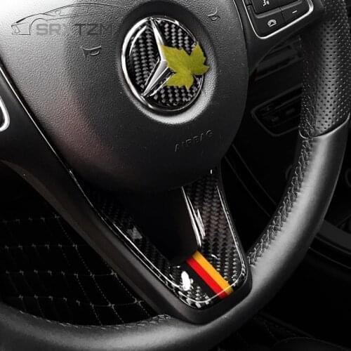 SRXTZM Car Steering Wheel Emblem Cover Sticker Carbon Fiber Style For Mercedes Benz C Class W204 W205 W211 W203 GLA High Quality