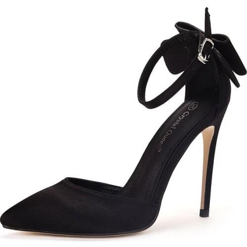 Bow stiletto pointed toe single shoes high heels large size banquet fashion high heels stiletto shoes stage sandals