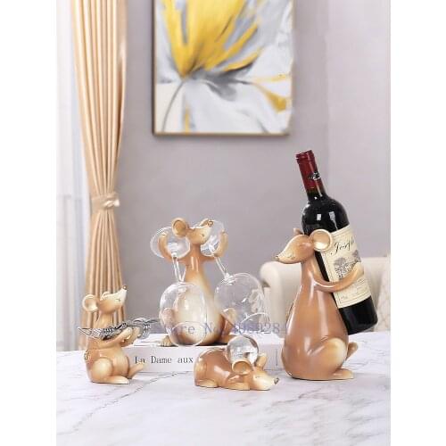 Creativity Resin Mouse Simulation Animal Wine Rack Storage Bracket Cartoon Family Modern Home Desktop Storage Decorative Crafts