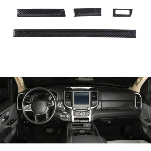 Car Dashboard Decoration Strips Trim Styling For Dodge Ram 2018 Up Interior ABS Accessories 4pcs/set