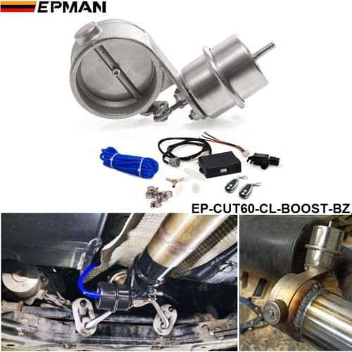 Exhaust Control Valve Cutout 2.3" 60mm Pipe Closed With Boost Actuator with Wireless Remote Controller Set EP-CUT60-CL-BOOST-BZ